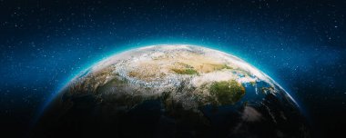 Dünya Asya gezegeni. Bu görüntünün elementleri NASA tarafından döşenmiştir. 3d oluşturma