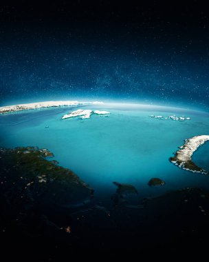 Uzaydan Kuzey Kutbu. Bu görüntünün elementleri NASA tarafından döşenmiştir. 3d oluşturma