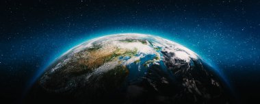 Dünya gezegeni - Asya. Nasa tarafından döşenmiş bu görüntü unsurları. 3D render