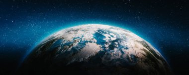Dünya gezegeni, Kuzey Kutbu. Bu görüntünün elementleri NASA tarafından döşenmiştir. 3d oluşturma