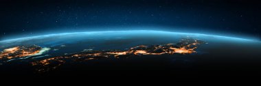 Japonya, Tokio şehir ışıkları. Bu görüntünün elementleri NASA tarafından döşenmiştir. 3d oluşturma