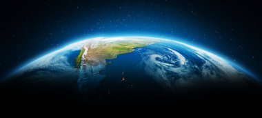 Patagonya, And Dağları seyahat haritası. Bu görüntünün elementleri NASA tarafından döşenmiştir. 3d oluşturma