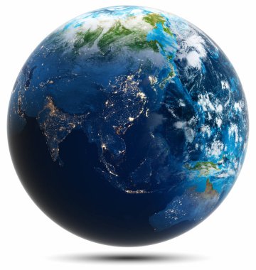 Dünya küresi - Güneydoğu Asya. Bu görüntünün elementleri NASA tarafından döşenmiştir. 3d oluşturma