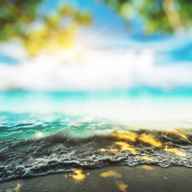 Tropik okyanus sahili arka planı bulanık