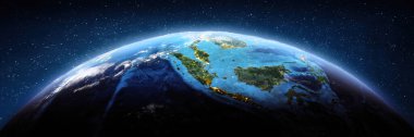 Sumatra, Endonezya, uzay aracı görüntüsü. Bu görüntünün elementleri NASA tarafından döşenmiştir. 3d oluşturma