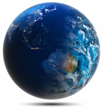 Dünya küresi - Güneydoğu Asya, Avustralya. Bu görüntünün elementleri NASA tarafından döşenmiştir. 3d oluşturma