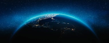 Dünya gezegeni, Orta Amerika, Karayipler. Bu görüntünün elementleri NASA tarafından döşenmiştir. 3d oluşturma