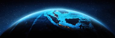 Geceleri Güney Doğu Asya 'da. Bu görüntünün elementleri NASA tarafından döşenmiştir. 3d oluşturma