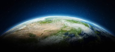 Asya, Moğolistan - Dünya gezegeni. Bu görüntünün elementleri NASA tarafından döşenmiştir. 3d oluşturma