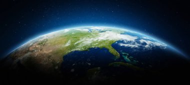 ABD - Dünya gezegeni. Bu görüntünün elementleri NASA tarafından döşenmiştir. 3d oluşturma