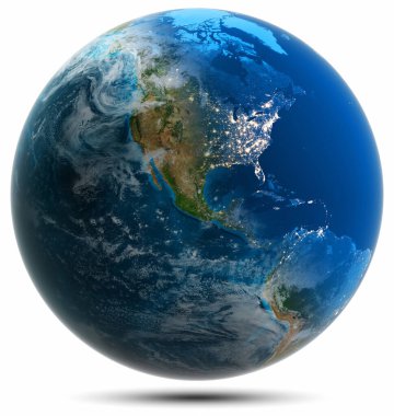 Dünya küresi - Amerika, Kanada, ABD. Bu görüntünün elementleri NASA tarafından döşenmiştir. 3d oluşturma