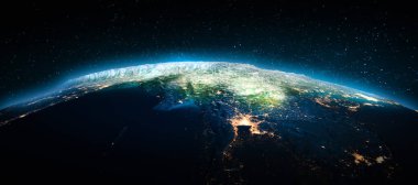 Uzaydan gelen Tayland. Bu görüntünün elementleri NASA tarafından döşenmiştir. 3d oluşturma