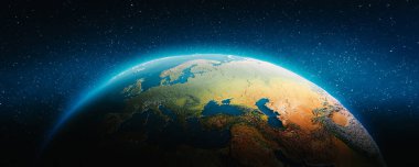 Dünya gezegeni - Avrupa haritası. Bu görüntünün elementleri NASA tarafından döşenmiştir. 3d oluşturma