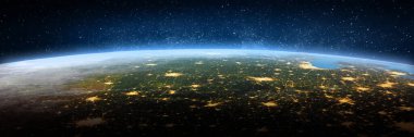 Birleşik Devletler, uzaydan manzara. Bu görüntünün elementleri NASA tarafından döşenmiştir. 3d oluşturma