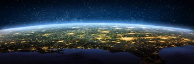 Teksas, Florida, uzaydan manzara. Bu görüntünün elementleri NASA tarafından döşenmiştir. 3d oluşturma