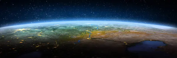 Rusya Volga Nehri Uzaydan Manzara Görüntünün Elementleri Nasa Tarafından Döşenmiştir Stok Resim