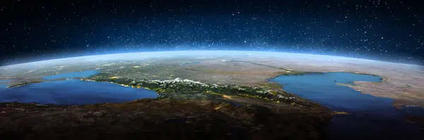 Kafkaslar Uzaydan Manzara Görüntünün Elementleri Nasa Tarafından Döşenmiştir Oluşturma Telifsiz Stok Imajlar