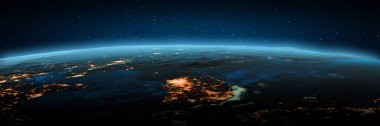 Asya, Kore, Seul şehir ışıkları. Bu görüntünün elementleri NASA tarafından döşenmiştir. 3d oluşturma