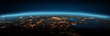 Çin, Pekin şehir ışıkları. Bu görüntünün elementleri NASA tarafından döşenmiştir. 3d oluşturma