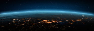 Asya, Kuzey Çin şehir ışıkları. Bu görüntünün elementleri NASA tarafından döşenmiştir. 3d oluşturma