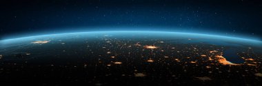 Amerika Birleşik Devletleri şehir ışıkları. Nasa tarafından döşenmiş bu görüntü unsurları. 3D render