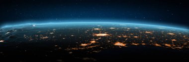 Birleşik Devletler şehir ışıkları. Bu görüntünün elementleri NASA tarafından döşenmiştir. 3d oluşturma