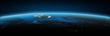 Florida, Küba şehir ışıkları. Bu görüntünün elementleri NASA tarafından döşenmiştir. 3d oluşturma