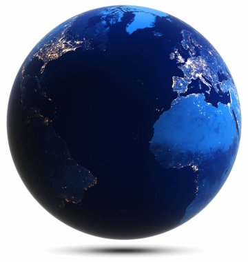 Dünya gezegeni izole edildi. Bu görüntünün elementleri Nasa tarafından döşenmiştir. 3d oluşturma