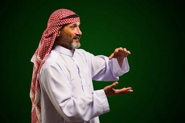 Arab Sorcerer Forming Energy Ball His Hands Performs Mystical Ritual — Stock Photo, Image