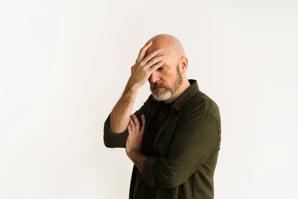 Man Making Facepalm Gesture Expressing Frustration Disappointment Concept Problems Challenges — Stock Photo, Image