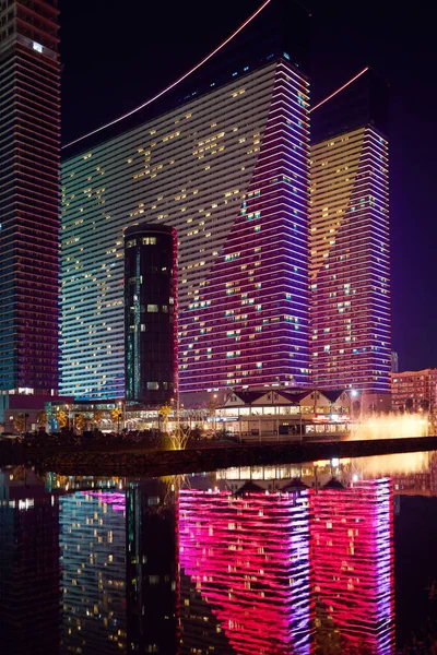 Night City Batumi Illuminated Modern Buildings Night — Photo