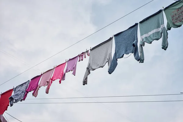 Clothes Srying Street Laundry Concept Ghetto —  Fotos de Stock