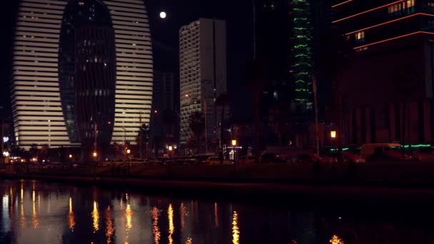 Medium Shot Night City Traffic — Stok video