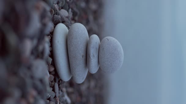 Bananced Stones Stone Beaches Sea — Stock Video