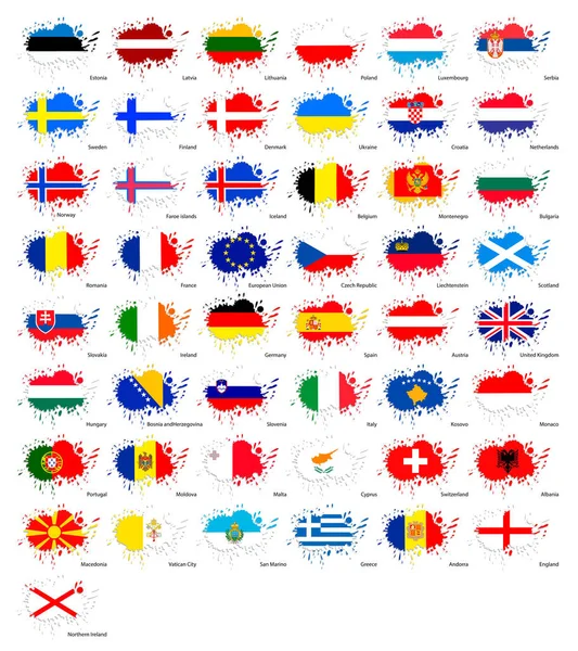 Banderas Europa Como Lugar — Archivo Imágenes Vectoriales