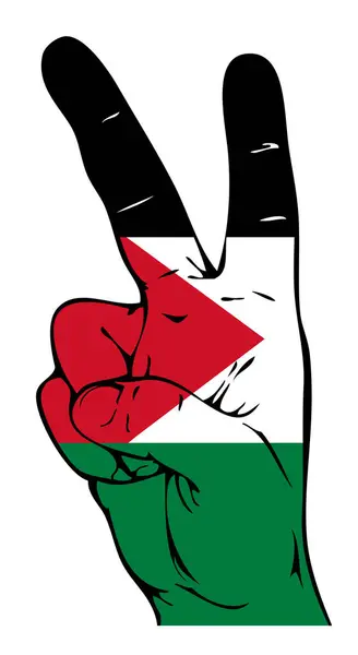 Drapeau Palestinien Sous Forme Signes Paix Illustration Dessinée Main — Image vectorielle