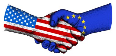 AB ve ABD bayraklarıyla el sıkışma