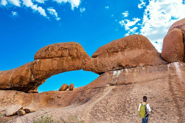 Namibia Magnífica Piedra Marrón Naranja Spitzkoppe Restos Granito Grano Grueso — Foto de Stock