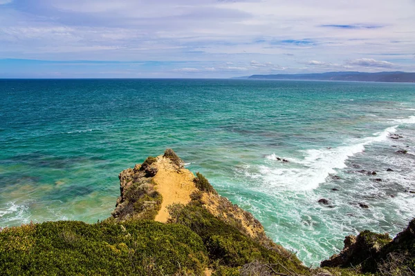 Fabulosa Viagem Para Austrália Costa Pacífico Praia Areia Rochas Costeiras — Fotografia de Stock