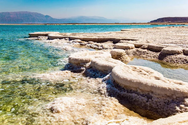 Único Mar Morto Lago Mais Salgado Mundo Sal Evaporado Forma — Fotografia de Stock