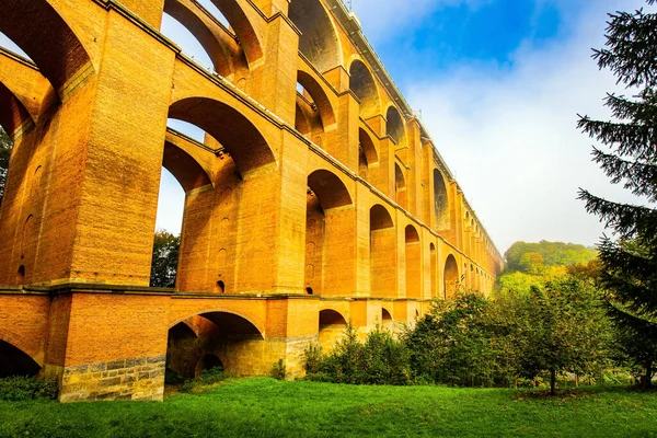 Germany Goltzsch Viaduct Largest Red Brick Viaduct World Sunny Cold — Stock Photo, Image