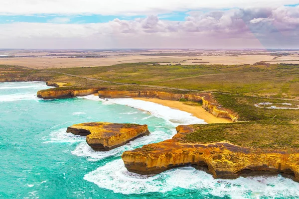Hubschrauberflug Über Die Malerische Pazifikküste Die Fabelhafte Reise Nach Australien — Stockfoto