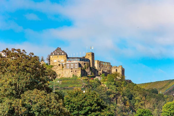 Castillos Ruinas Medievales Del Caballero Cálido Otoño Alemania Hermosas Laderas —  Fotos de Stock