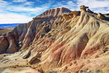 The rock of Castildetierra. Bardenas Reales, the Spanish province of Navarre. Journey to the warm Spanish autumn