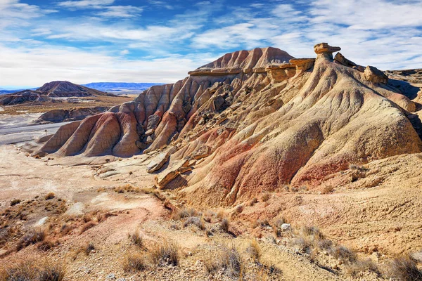 Bardenas Reales是西班牙纳瓦拉省的半沙漠地区 在欧洲 岩层是无与伦比的 — 图库照片