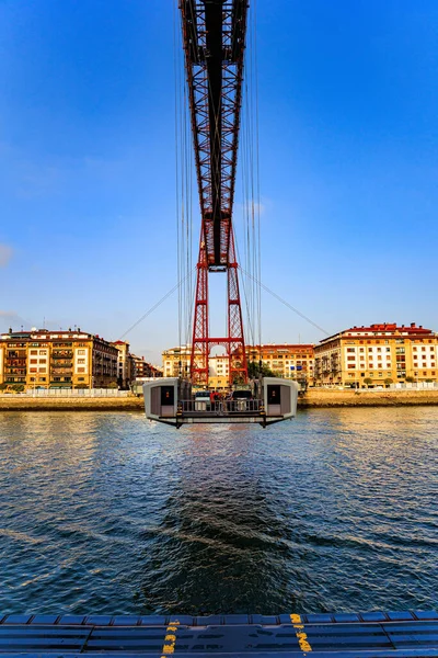 Gondola Accommodates Cars Motorcycles People Gondola Biscay Suspension Bridge Portugalete — Stock Photo, Image