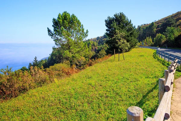 Biscay Körfezi Deniz Kenarındaki Yeşil Çimenlik Araziler Bask Ülkesinde Kırsal — Stok fotoğraf