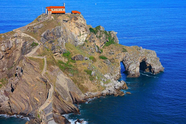 Gastelugache Jest Wyspą Wybrzeżu Zatoki Biskajskiej Kraj Basków Hiszpania Najbardziej — Zdjęcie stockowe