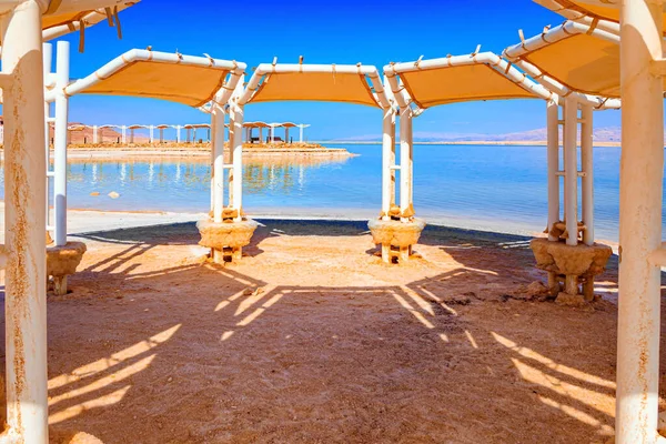 Galeria Redonda Pitoresca Praia Costa Israel Lago Sal Sem Dreno — Fotografia de Stock