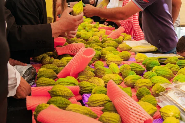 Sukkot Het Oogstfeest Israël Jeruzalem Pre Vakantie Bazaar Voor Verkoop — Stockfoto